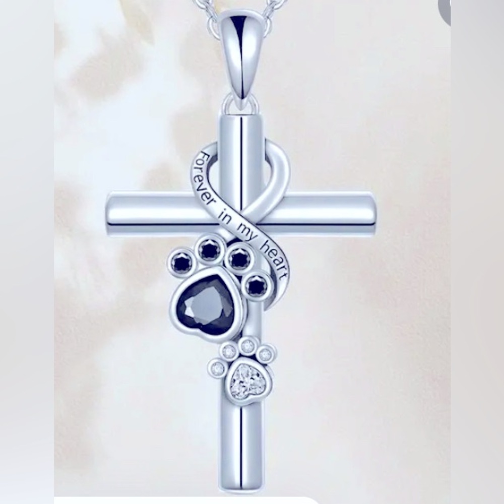 Cross with paw print and quote